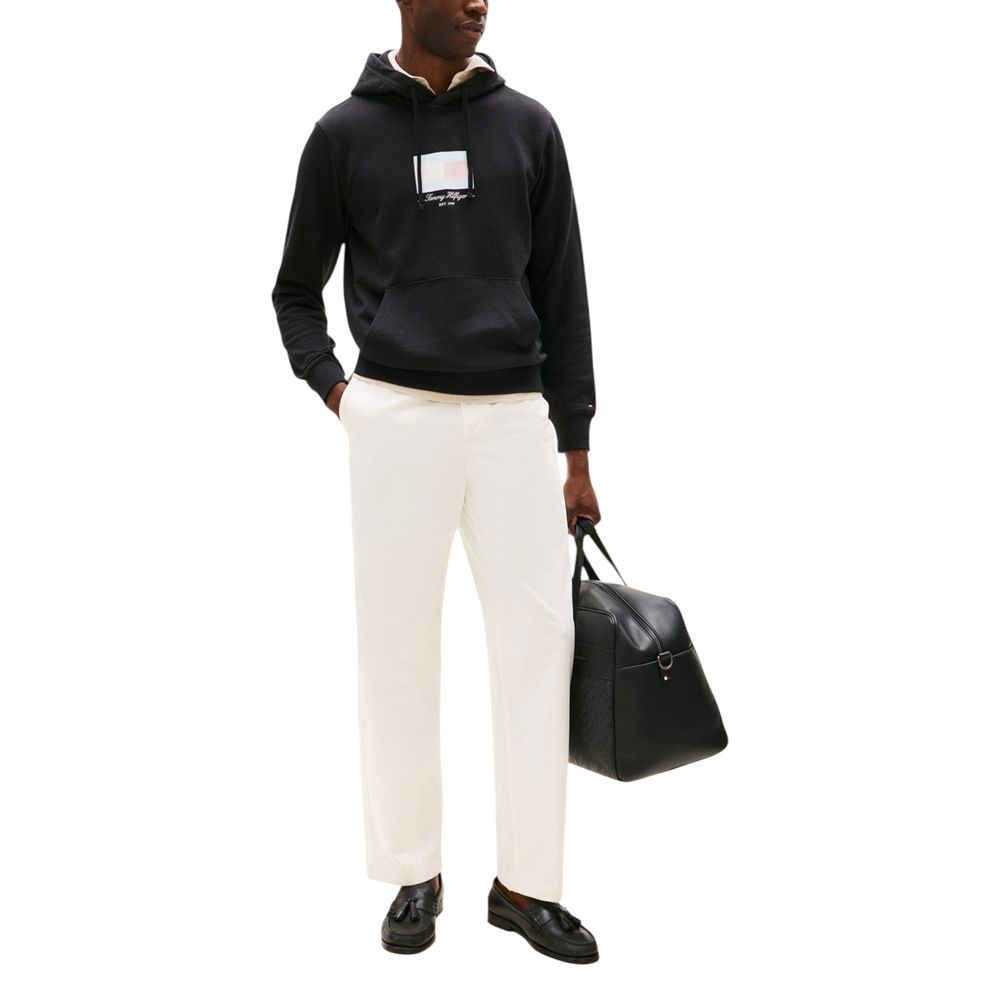 Sweat à capuche en coton recyclé noir Tommy Hilfiger