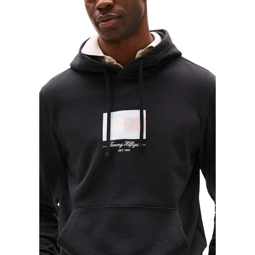Sweat à capuche en coton recyclé noir Tommy Hilfiger