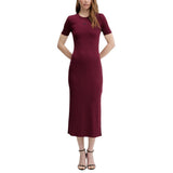 Calvin Klein Jeans Modal Rib Long Dress - Bordeaux