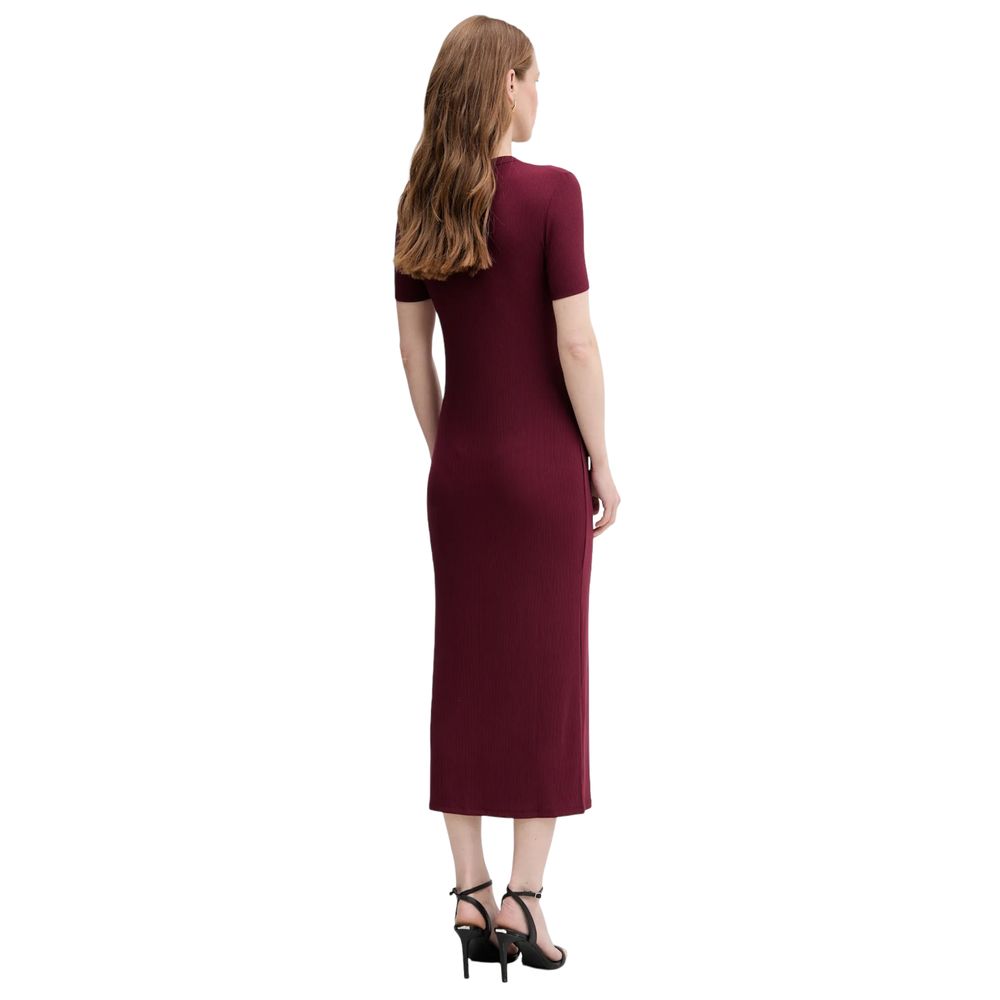 Calvin Klein Jeans Modal Rib Long Dress - Bordeaux