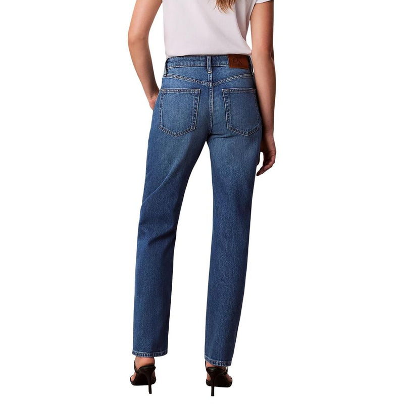 Calvin Klein Jeans Blue Cotton Mom Jeans - High Rise Straight Fit