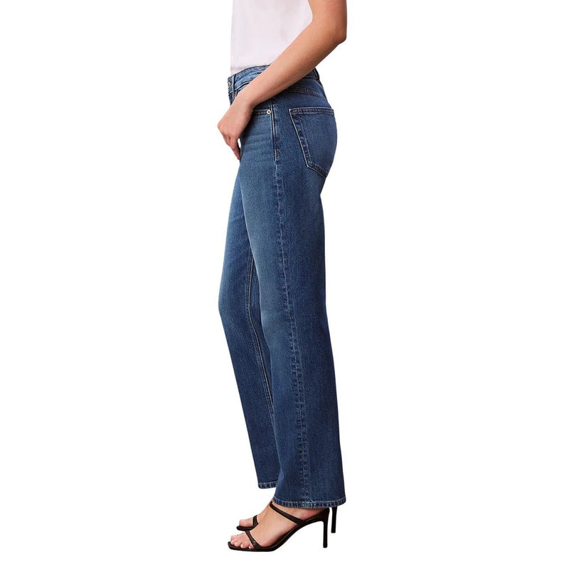 Calvin Klein Jeans Blue Cotton Mom Jeans - High Rise Straight Fit