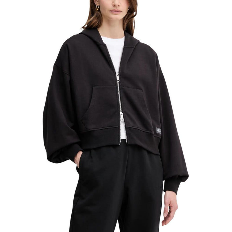 Calvin Klein Jeans Black Cotton Hoodie - A-FRENCH TERRY BADG LV047C216G