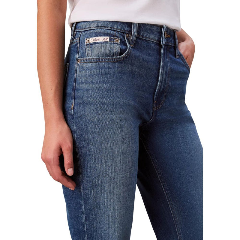 Calvin Klein Jeans Blue Cotton Mom Jeans - High Rise Straight Fit