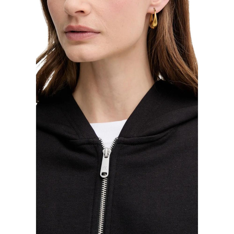 Calvin Klein Jeans Black Cotton Hoodie - A-FRENCH TERRY BADG LV047C216G