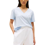 Tommy Hilfiger Blue Organic Cotton V-Neck T-Shirt for Women