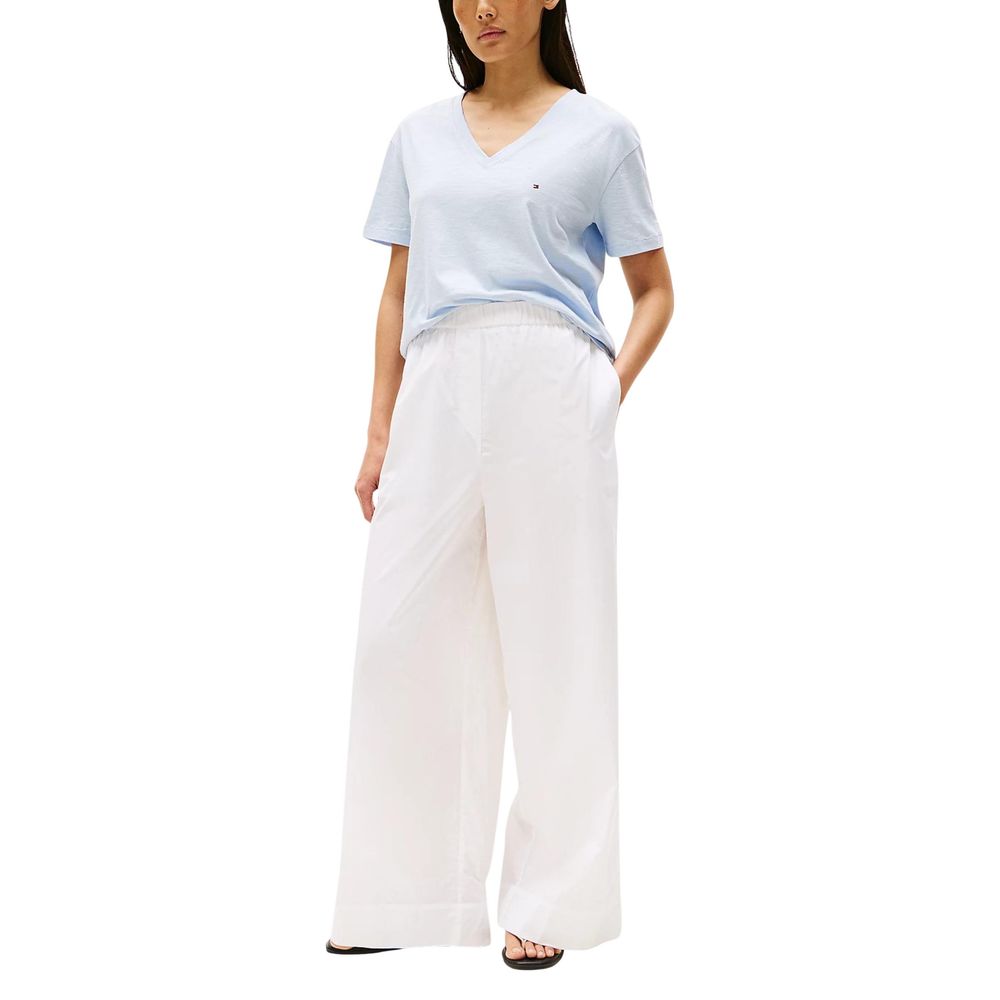 Tommy Hilfiger Blue Organic Cotton V-Neck T-Shirt for Women