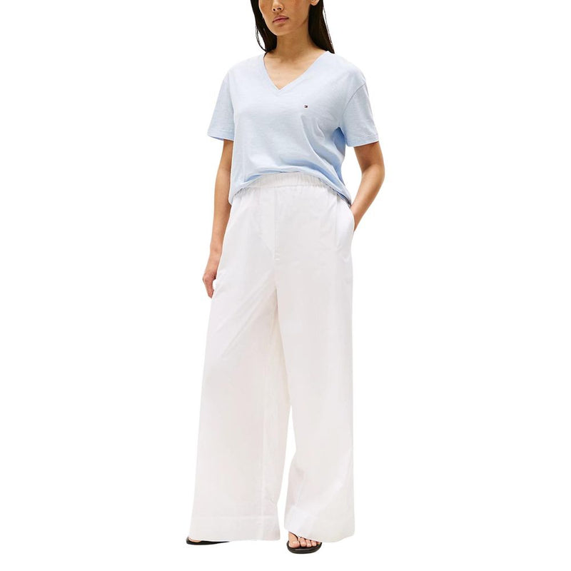 Tommy Hilfiger Blue Organic Cotton V-Neck T-Shirt for Women