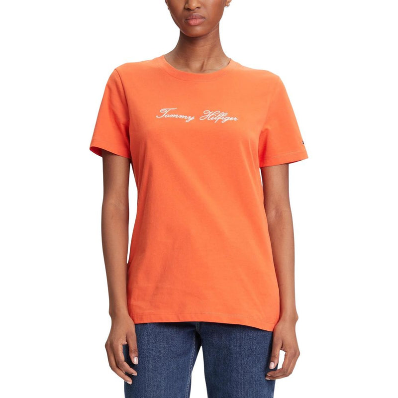 Tommy Hilfiger T-shirt Femme en Coton Recyclé Orange