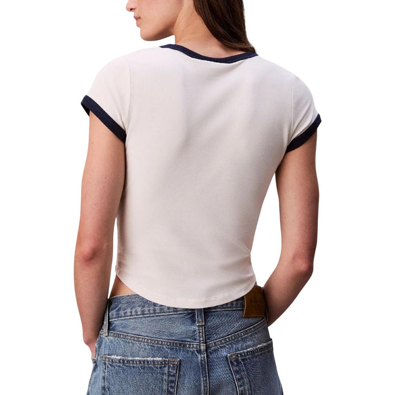 Calvin Klein Jeans Women's White Cotton Tank Top - SS PM C GRPHC SCP