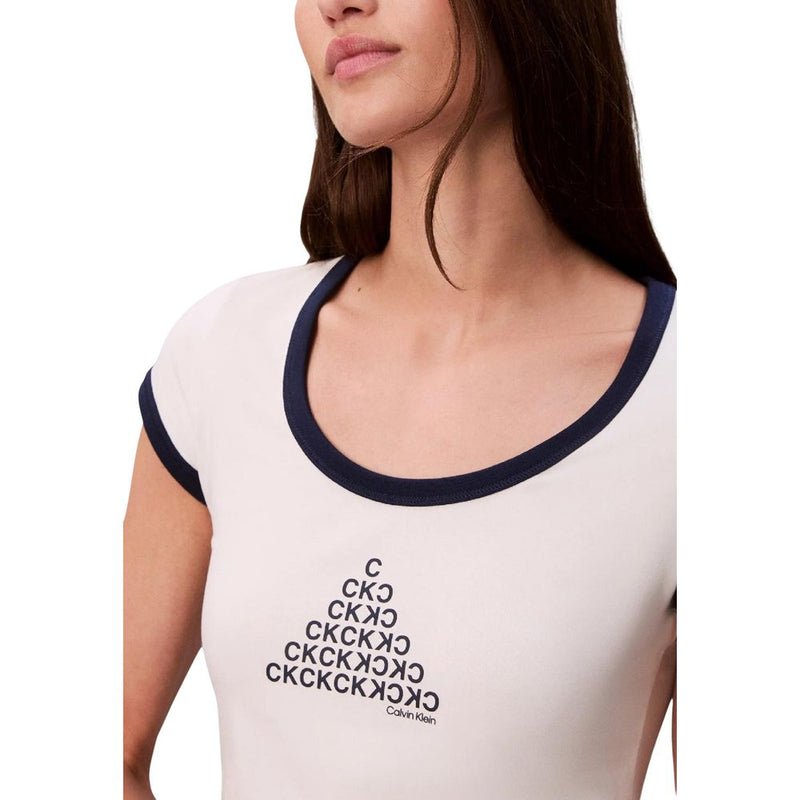 Calvin Klein Jeans Women's White Cotton Tank Top - SS PM C GRPHC SCP