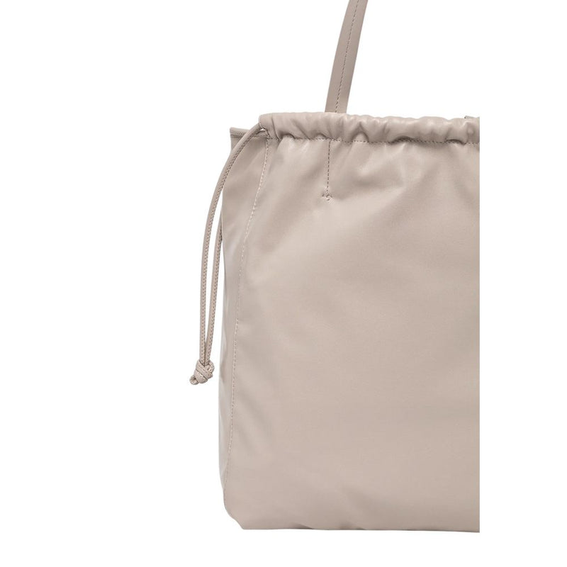 Calvin Klein Drawstring Tote Handbag in Beige Polyurethane