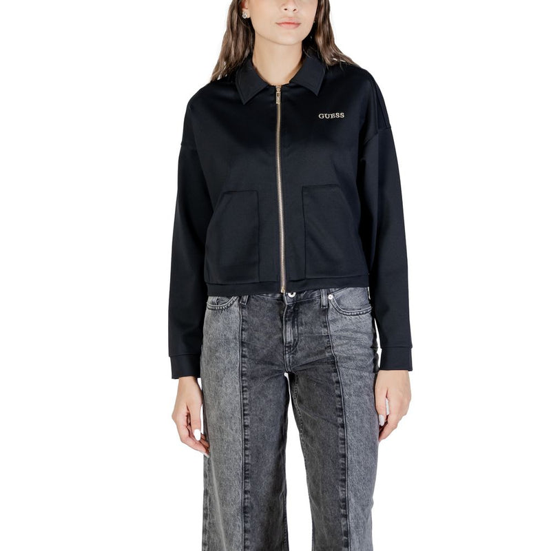 Guess Active Carla Crop Zip Jacket - Stylish Black Sweatshirt