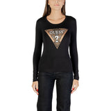 Guess Black Cotton Long Sleeve T-Shirt - LS CN LEO TRIANGLE TEE