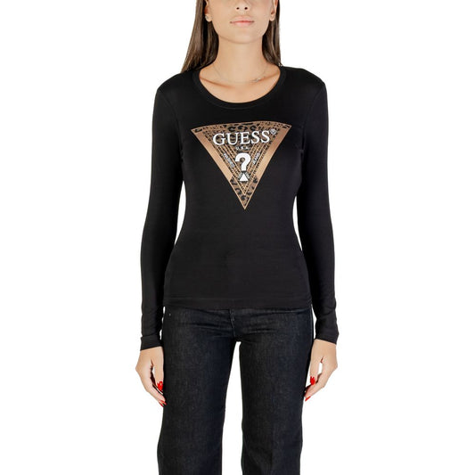 Guess Black Cotton Long Sleeve T-Shirt - LS CN LEO TRIANGLE TEE