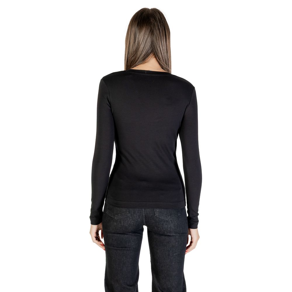 Guess Black Cotton Long Sleeve T-Shirt - LS CN LEO TRIANGLE TEE