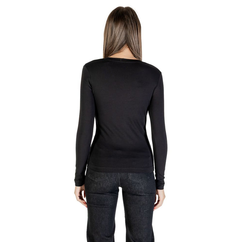 Guess Black Cotton Long Sleeve T-Shirt - LS CN LEO TRIANGLE TEE