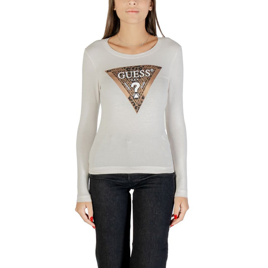 Guess Cream Cotton Long Sleeve T-Shirt - Women’s Casual Wear