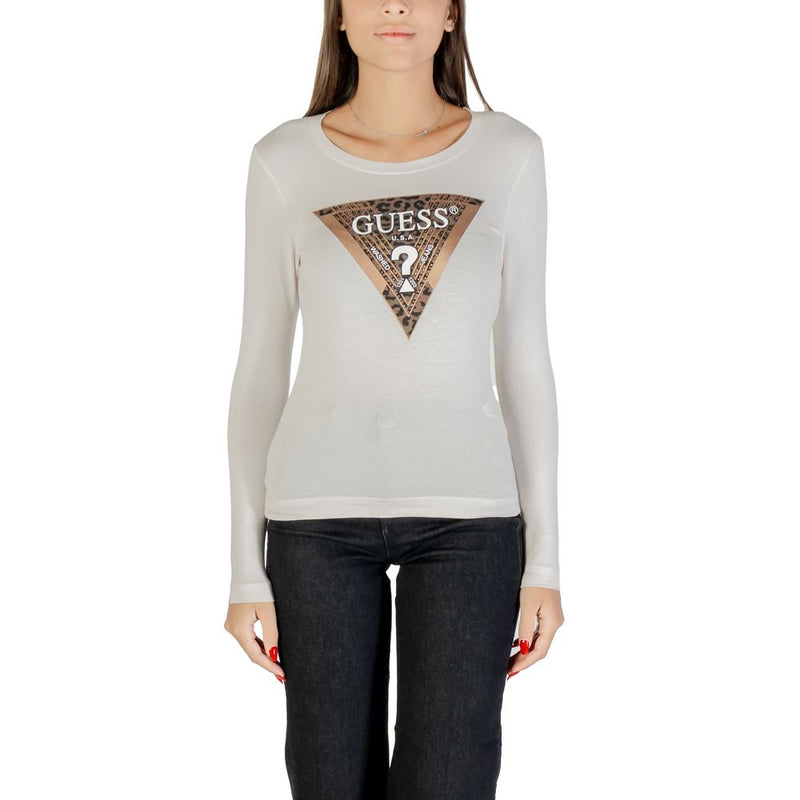 Guess LS CN LEO TRIANGLE TEE W5BI75 J1314 - Cream Long Sleeve T-Shirt