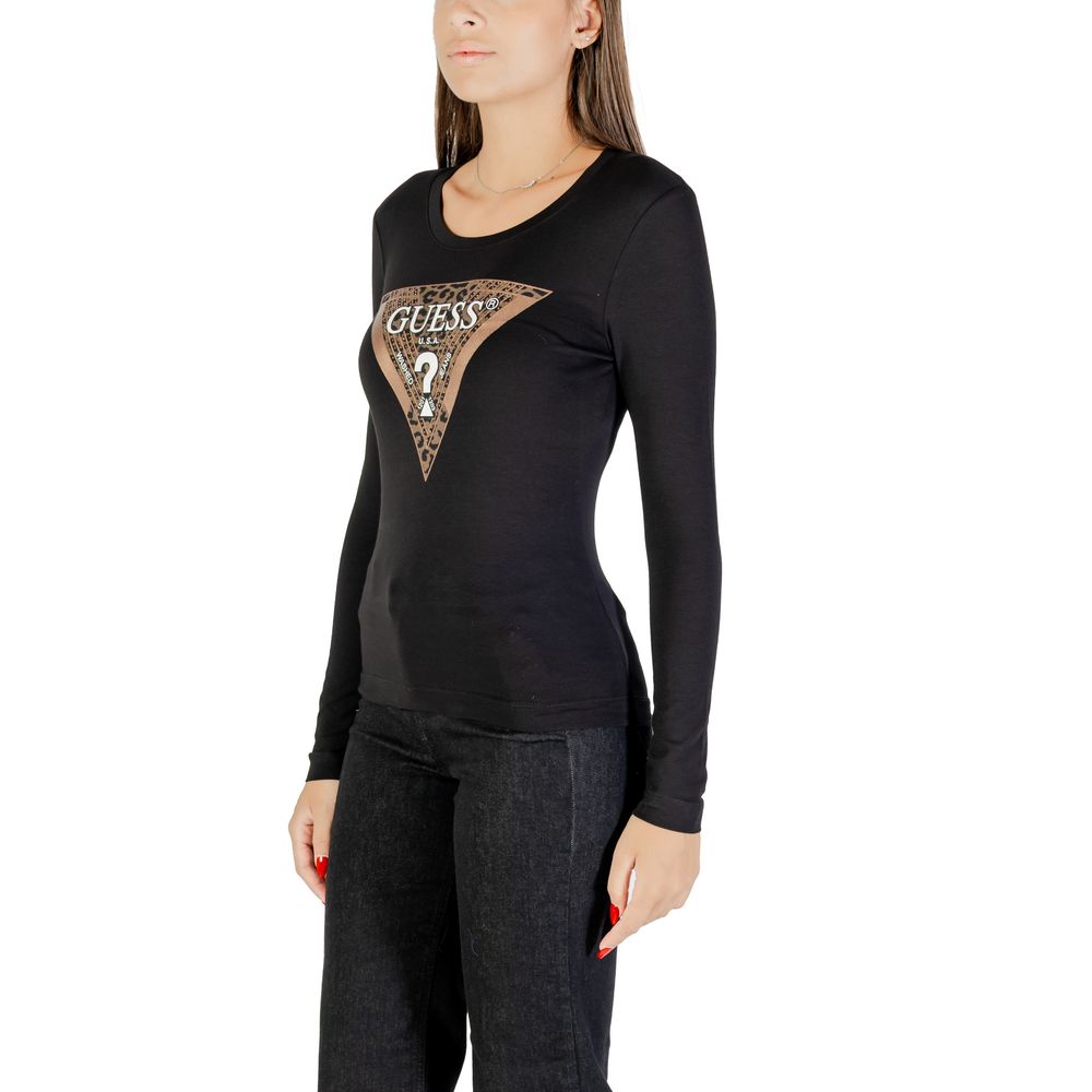 Guess Black Cotton Long Sleeve T-Shirt - LS CN LEO TRIANGLE TEE