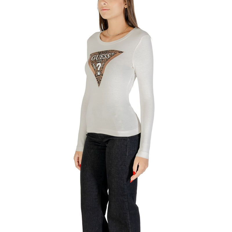Guess LS CN LEO TRIANGLE TEE W5BI75 J1314 - Cream Long Sleeve T-Shirt
