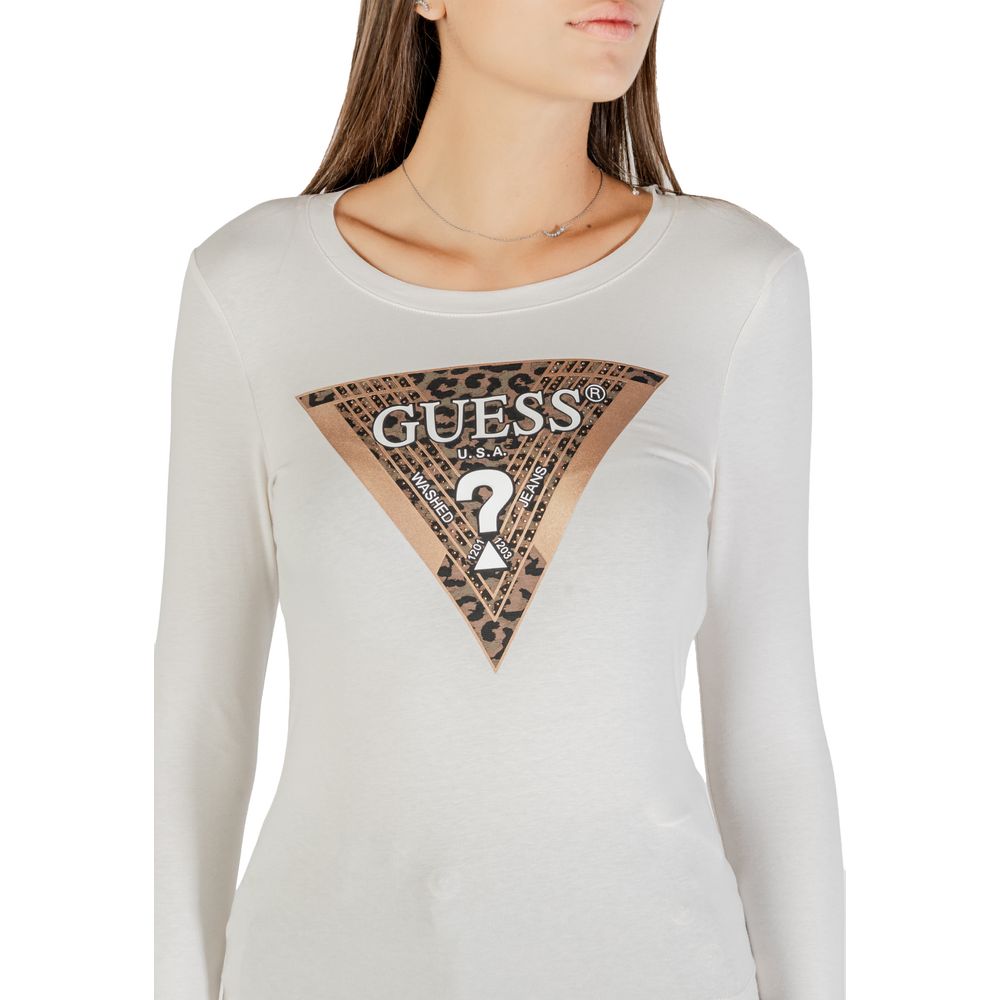 Guess Cream Cotton Long Sleeve T-Shirt - Women’s Casual Wear