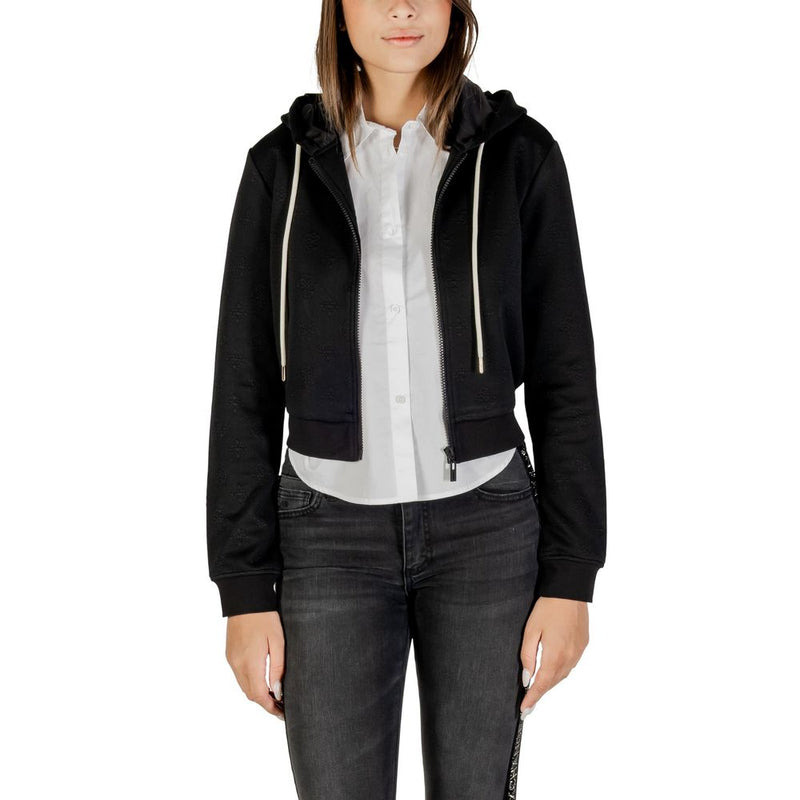 Guess Active Black 3D Peony Zipper Hoodie for Women
