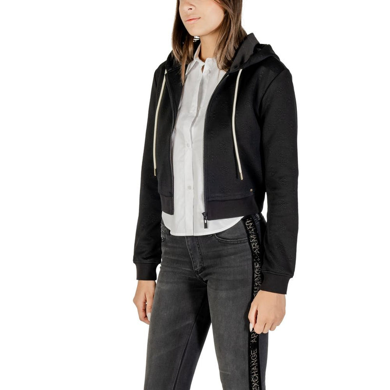 Guess Active Black 3D Peony Zipper Hoodie for Women