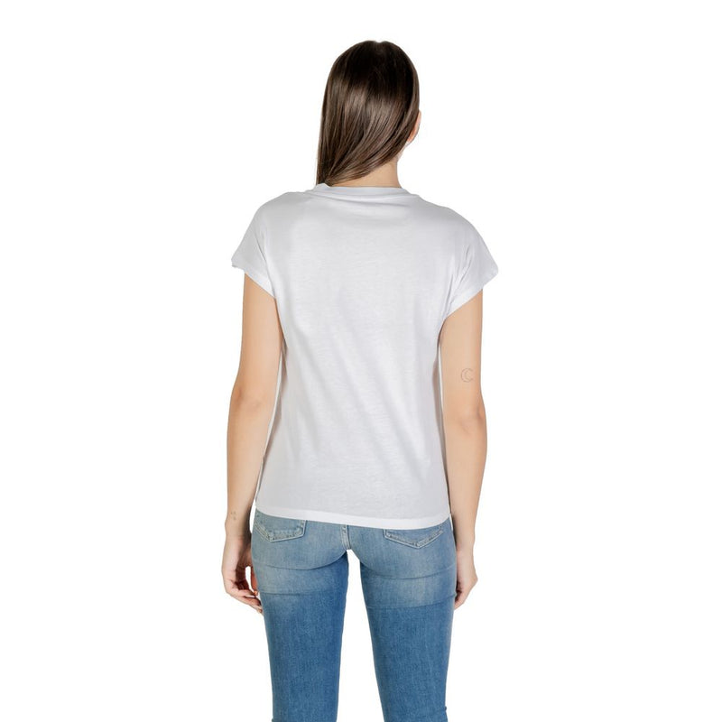 Guess Women's White Cotton T-Shirt with Hotfix Logo