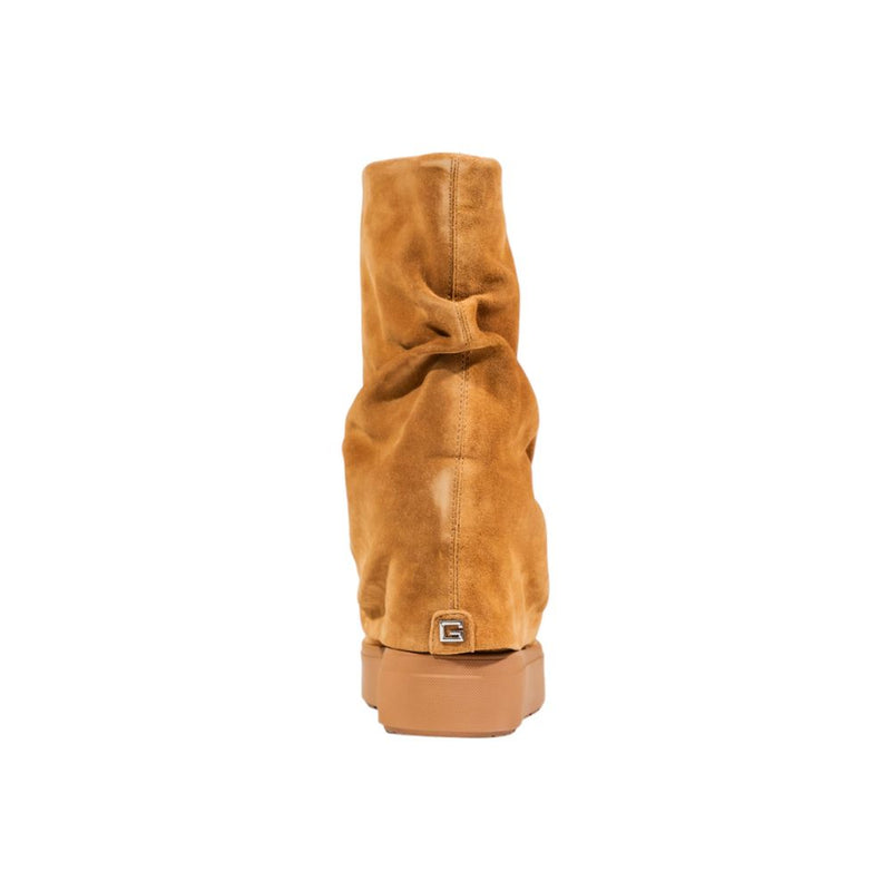 Guess Guinna Beige Suede Leather Ankle Boots for Women