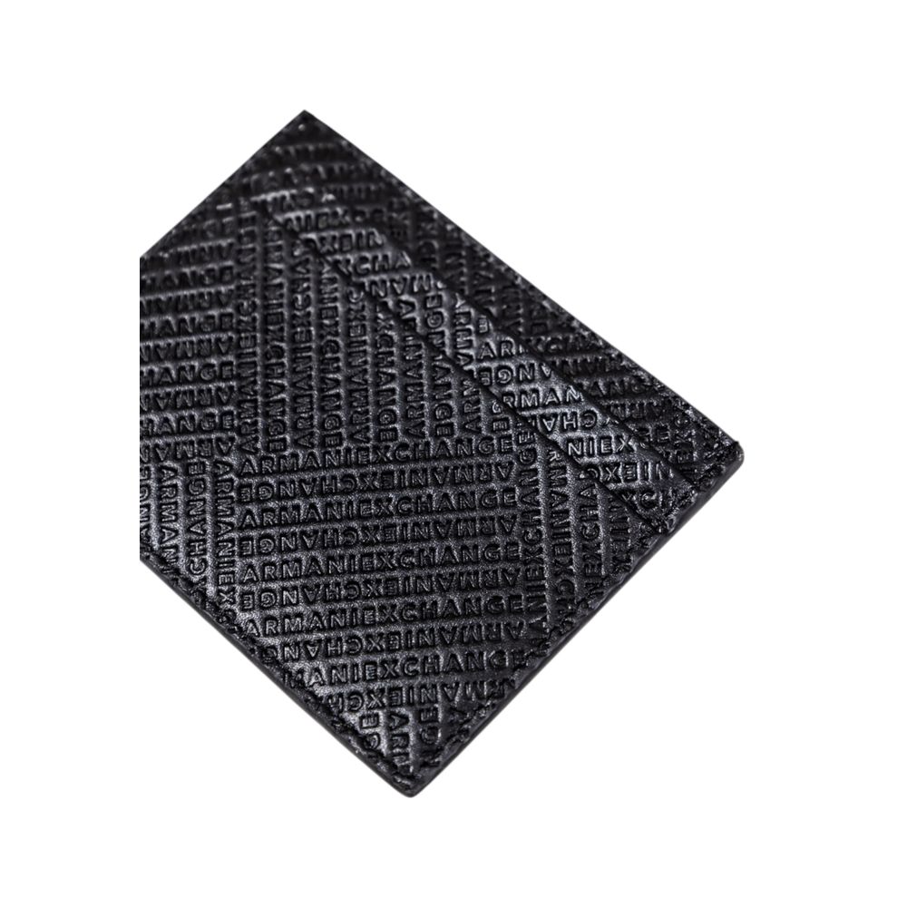 Porte-cartes en cuir noir Armani Exchange