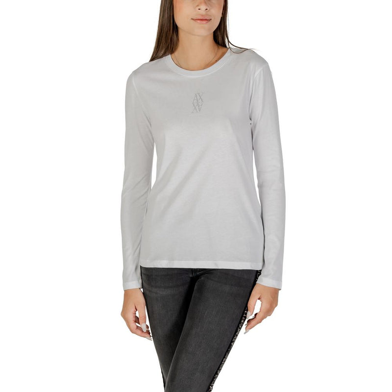Armani Exchange Women's White Cotton Long Sleeve T-Shirt - XW001350 AF17172