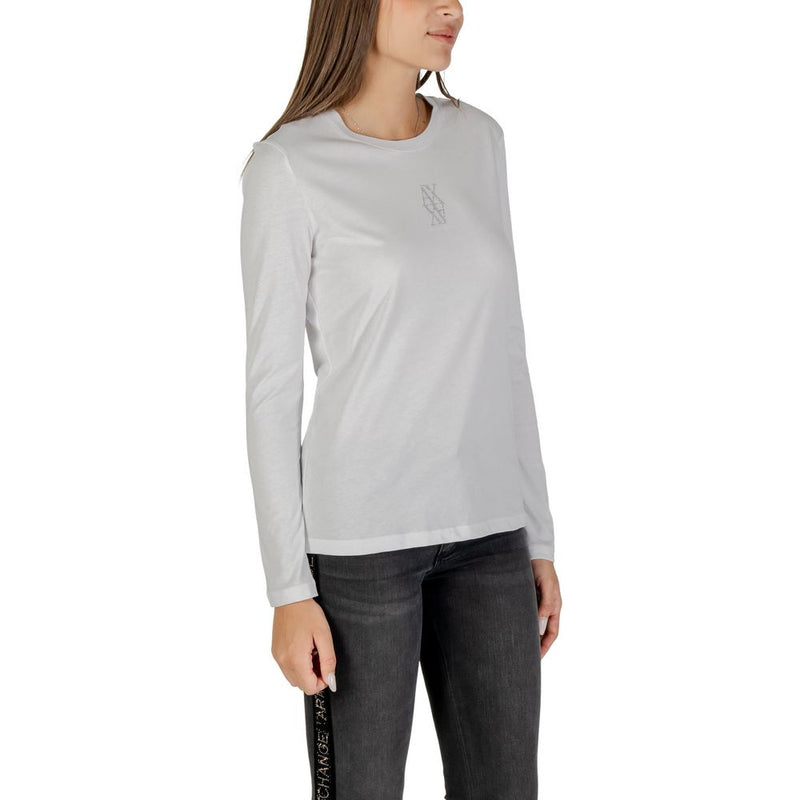 Armani Exchange Women's White Cotton Long Sleeve T-Shirt - XW001350 AF17172