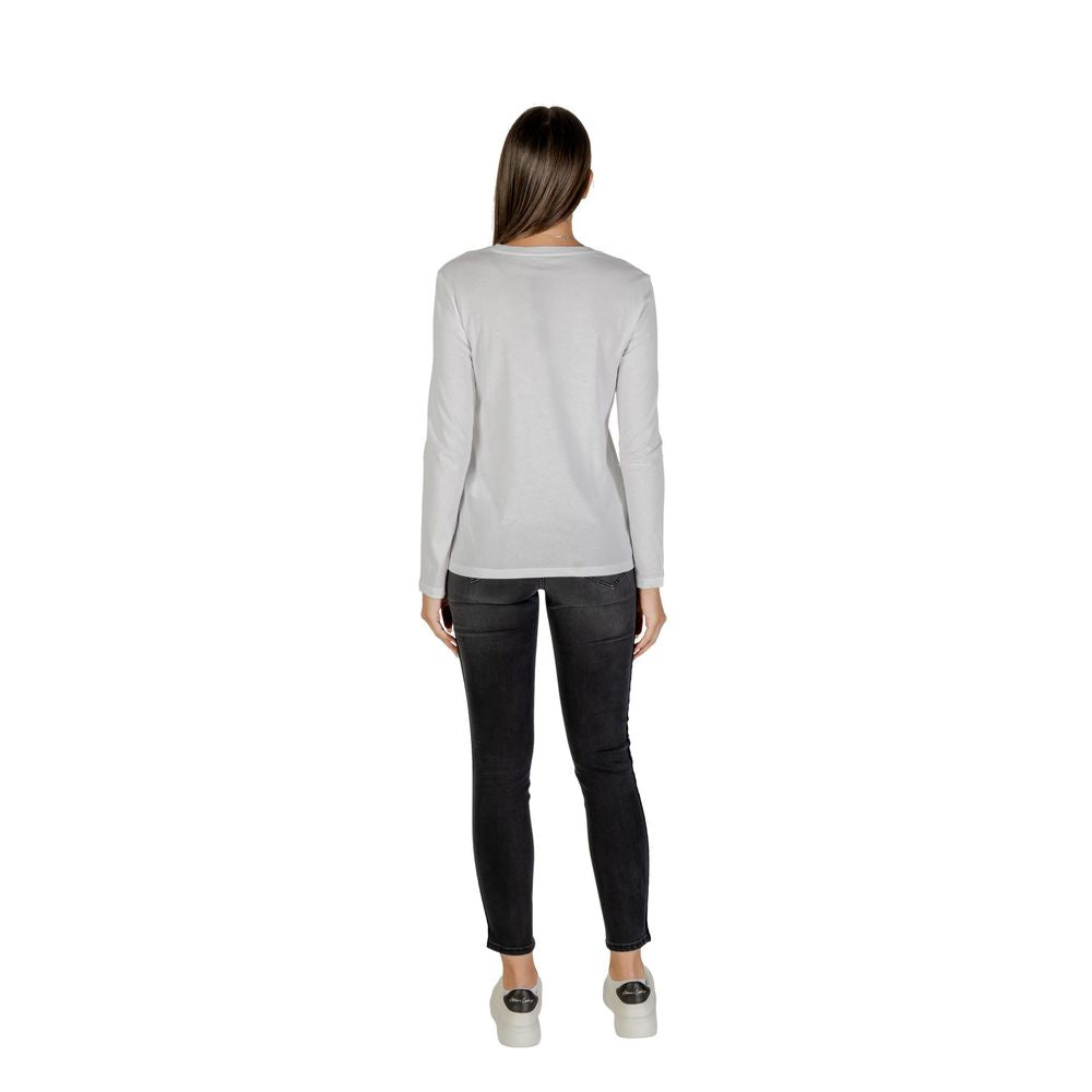 Armani Exchange Women's White Cotton Long Sleeve T-Shirt - XW001350 AF17172