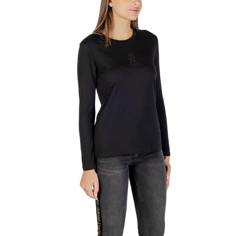 Armani Exchange Women's Black Cotton Long Sleeve T-Shirt