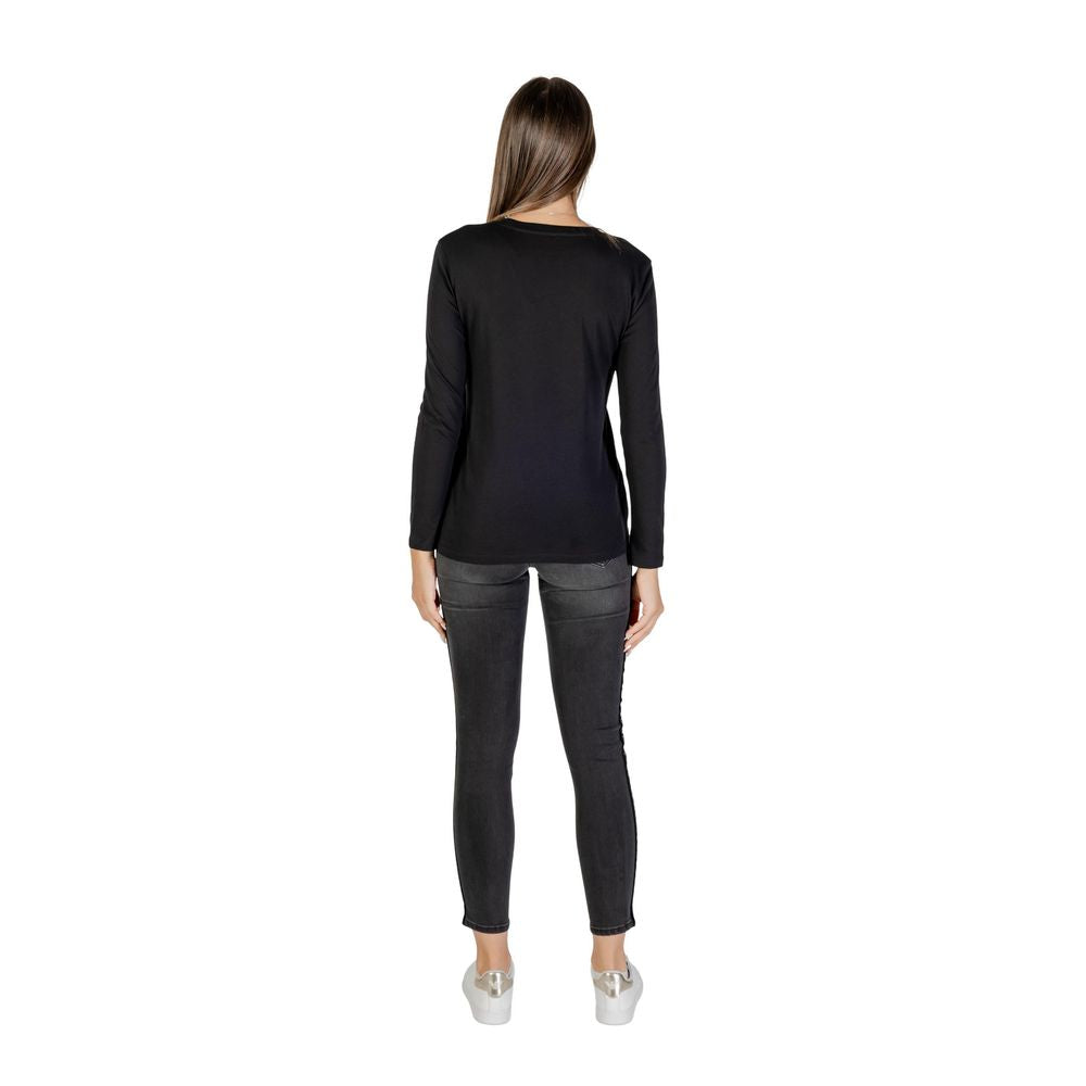 Armani Exchange Women's Black Cotton Long Sleeve T-Shirt