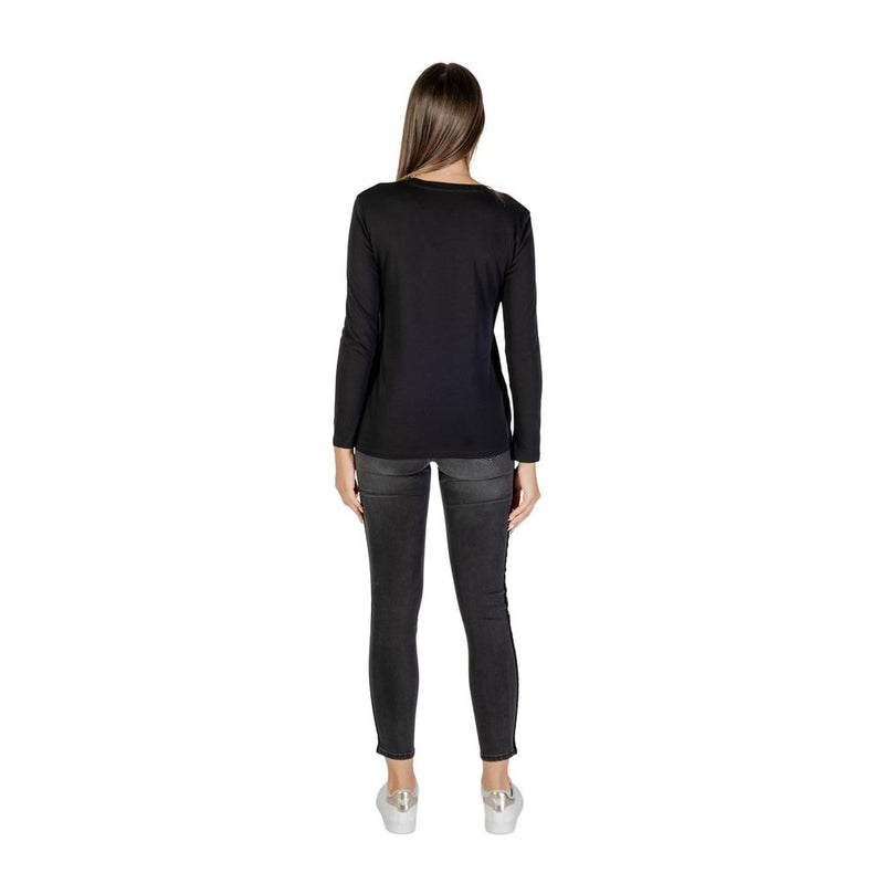 Armani Exchange Women's Black Cotton Long Sleeve T-Shirt