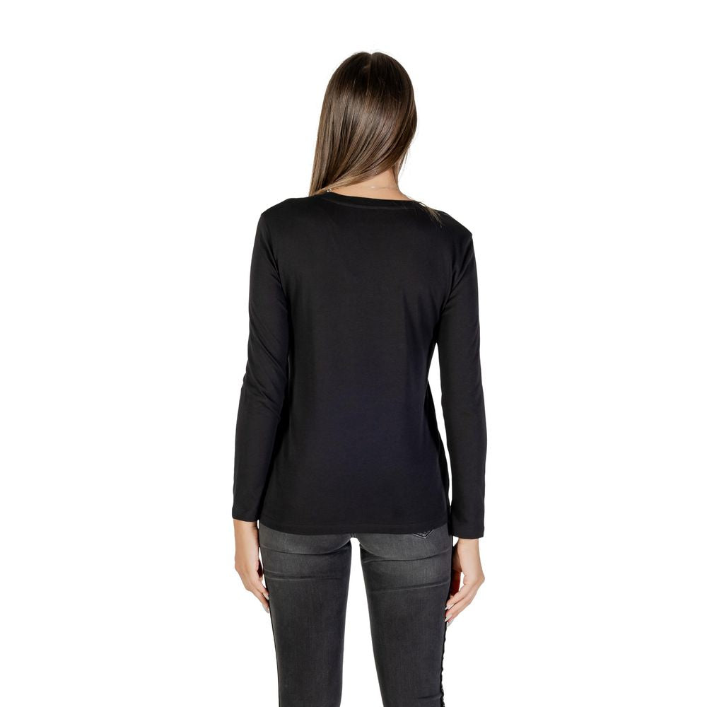 Armani Exchange Women's Black Cotton Long Sleeve T-Shirt