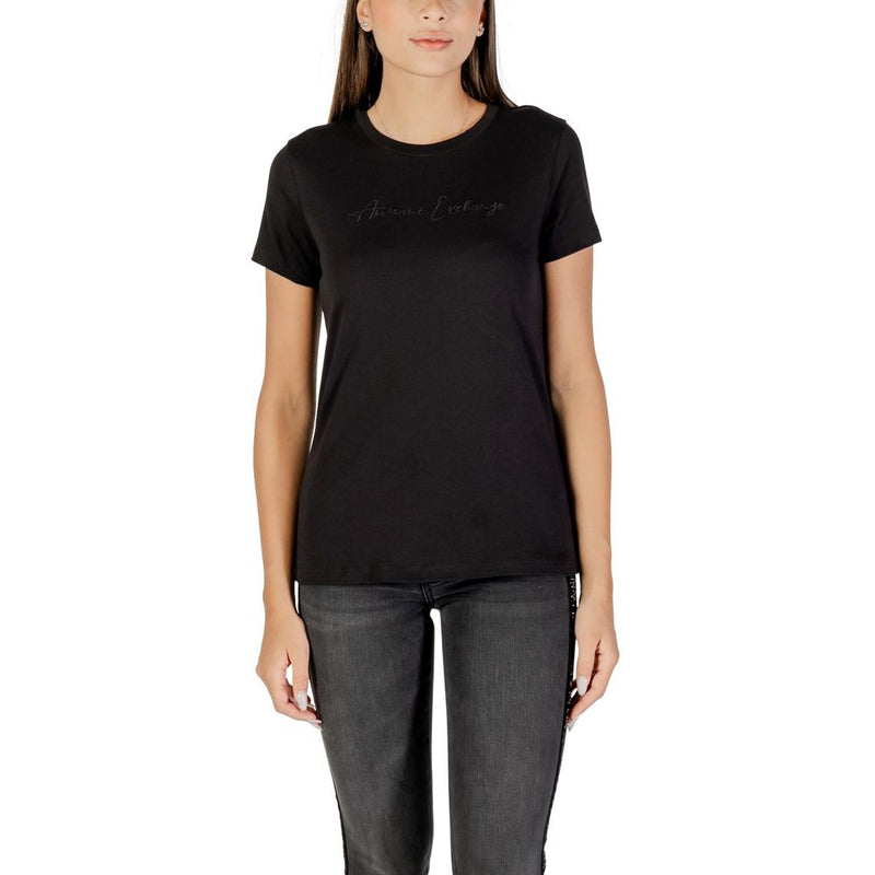 Armani Exchange Women's Black Cotton T-Shirt - Model XW000839 AF10356