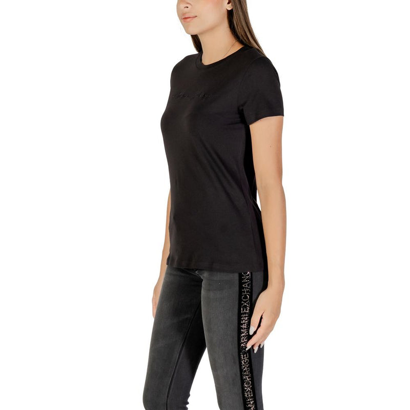 Armani Exchange Women's Black Cotton T-Shirt - Model XW000839 AF10356