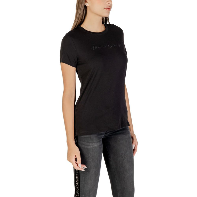 Armani Exchange Women's Black Cotton T-Shirt - Model XW000839 AF10356