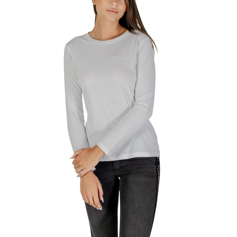 Armani Exchange Women's White Cotton Long Sleeve T-Shirt - Model XW001456