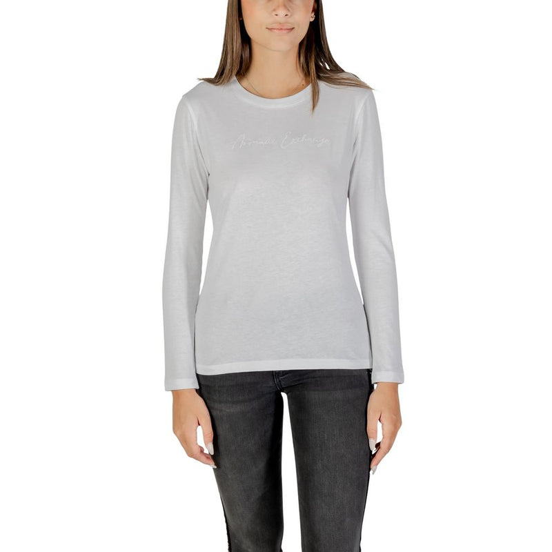 Armani Exchange Women's White Cotton Long Sleeve T-Shirt - Model XW001456
