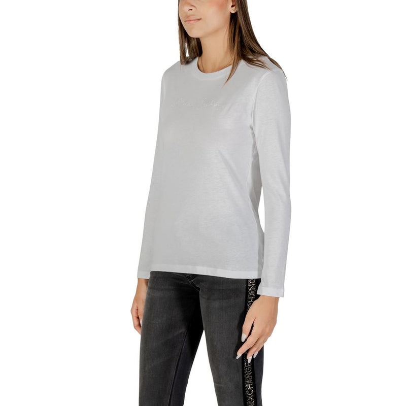 Armani Exchange Women's White Cotton Long Sleeve T-Shirt - Model XW001456