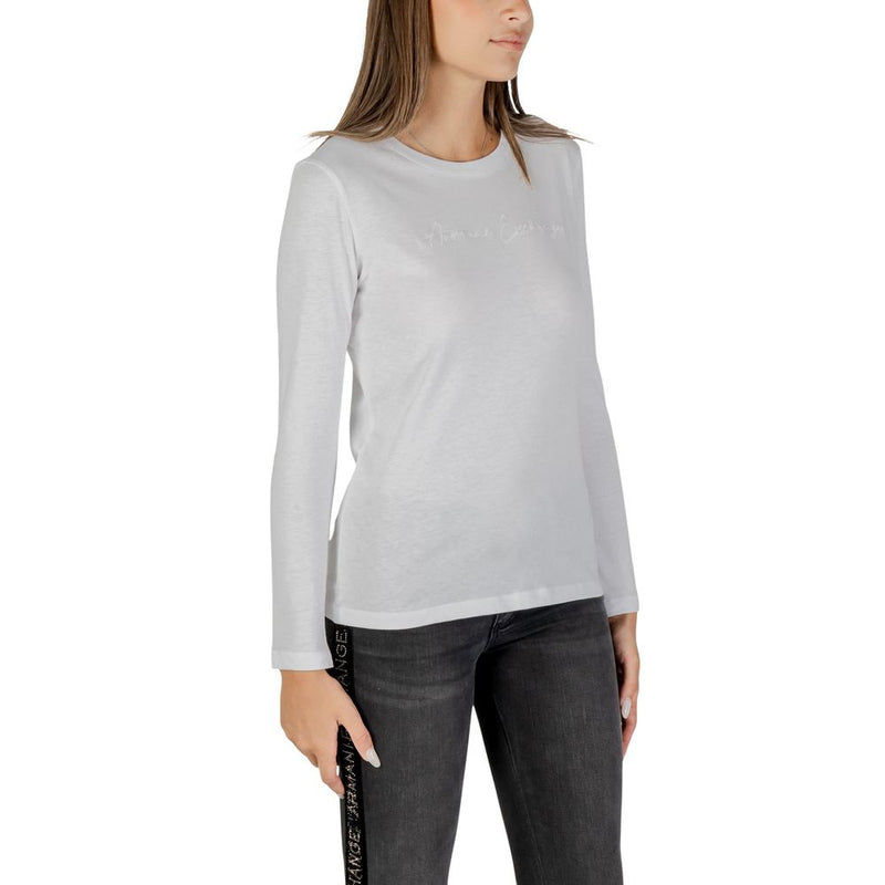 Armani Exchange Women's White Cotton Long Sleeve T-Shirt - Model XW001456