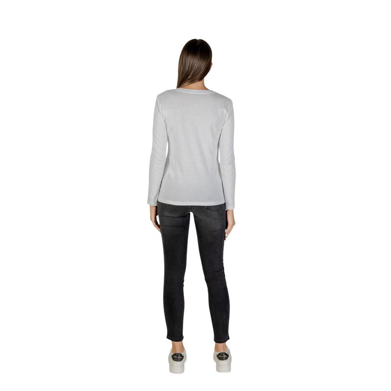 Armani Exchange Women's White Cotton Long Sleeve T-Shirt - Model XW001456