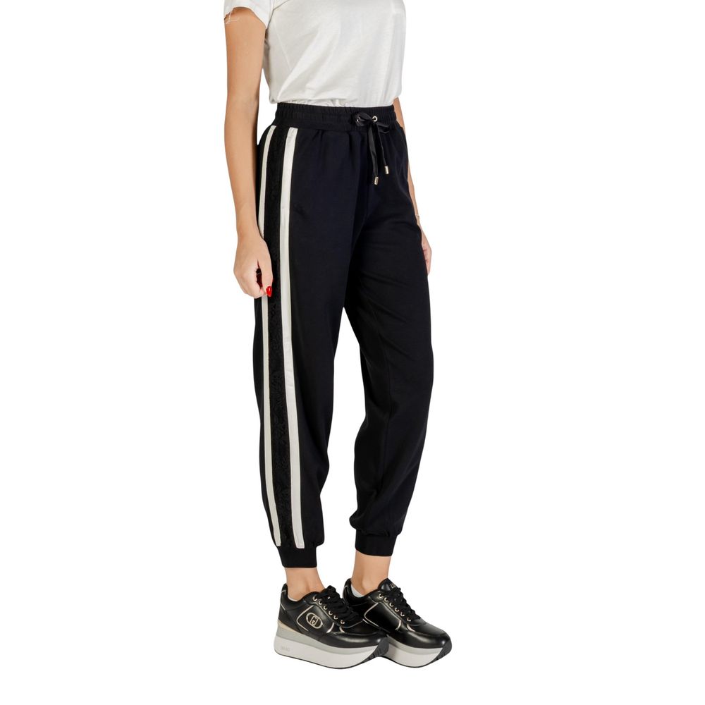 Liu Jo Women's Black and White Cotton Joggers - Stylish Activewear