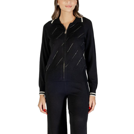 Liu Jo ECS MAGLIA ZIPPATA M/L TF5032 MS63L Cardigan Femme Noir et Blanc