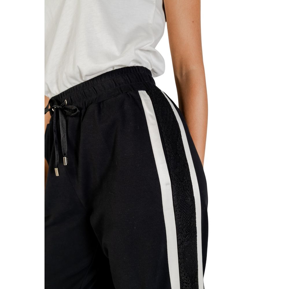 Liu Jo Women's Black and White Cotton Joggers - Stylish Activewear