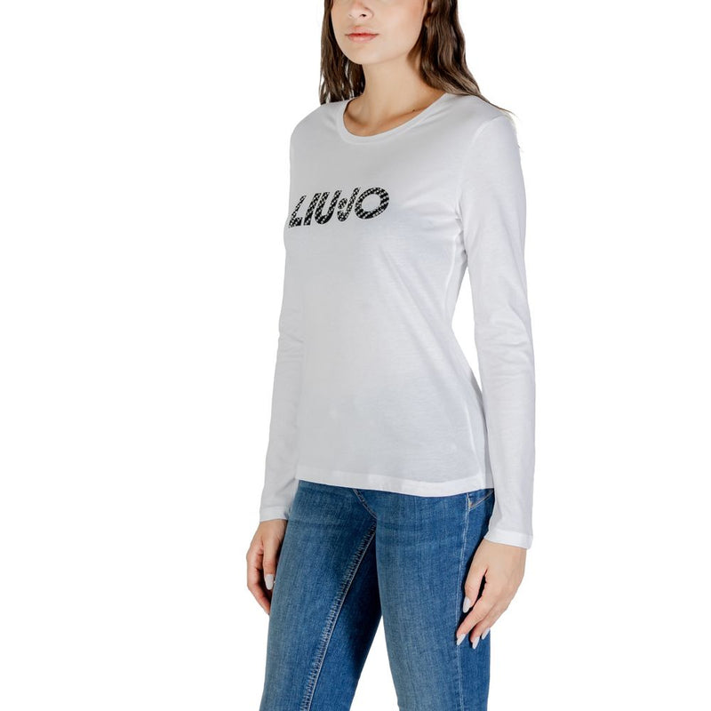 Liu Jo White Cotton Long Sleeve T-Shirt - MODA M/L UF5283 JS923